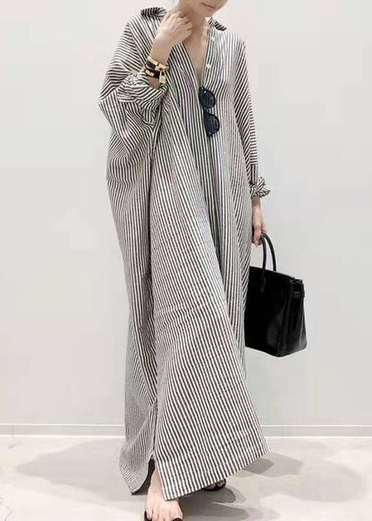 Boutique Black Peter Pan Collar Striped Shirts Dress Spring