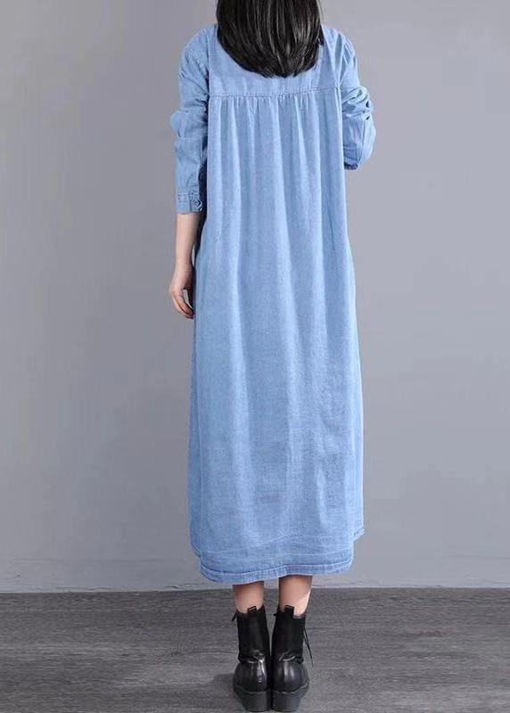 Modern O Neck Pockets Spring Ideas Blue Maxi Dresses