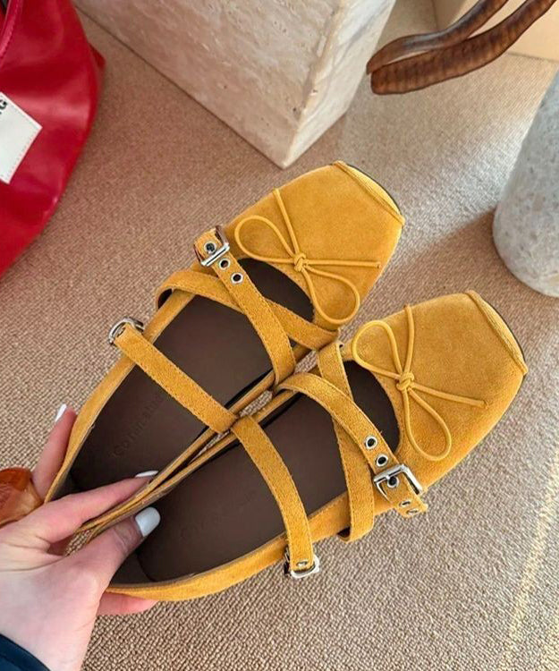 Comfy Cross Strap Bow Splicing Wedge Heel Shoes Red Suede