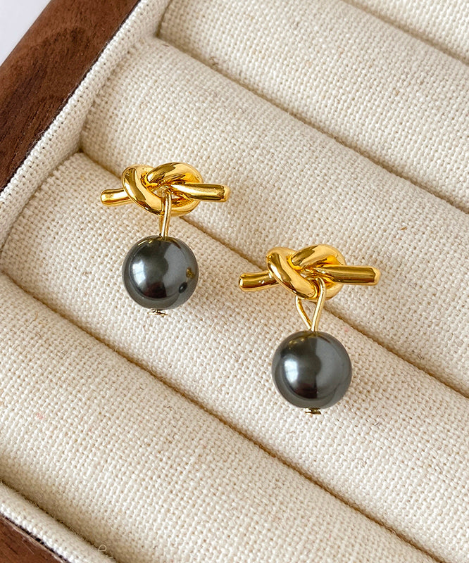 Diy Gold Copper Overgild Resin Pearl Drop Earrings