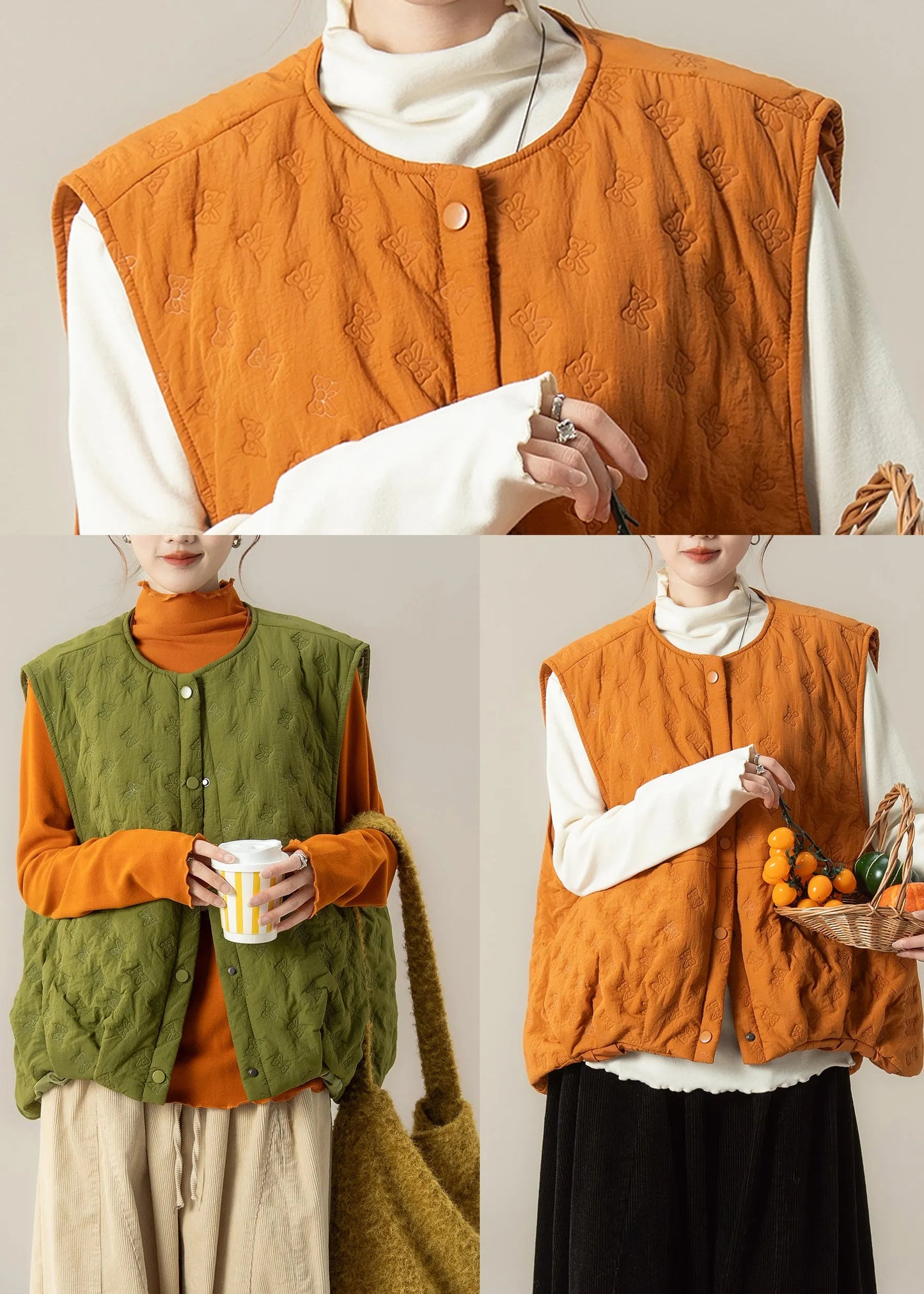 Style Green Oversized Bow Fine Cotton Filled Puffer Vest Winter