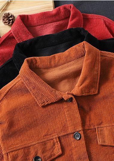 Loose Lapel Button Down Fine Coats Red Short Jackets Fall