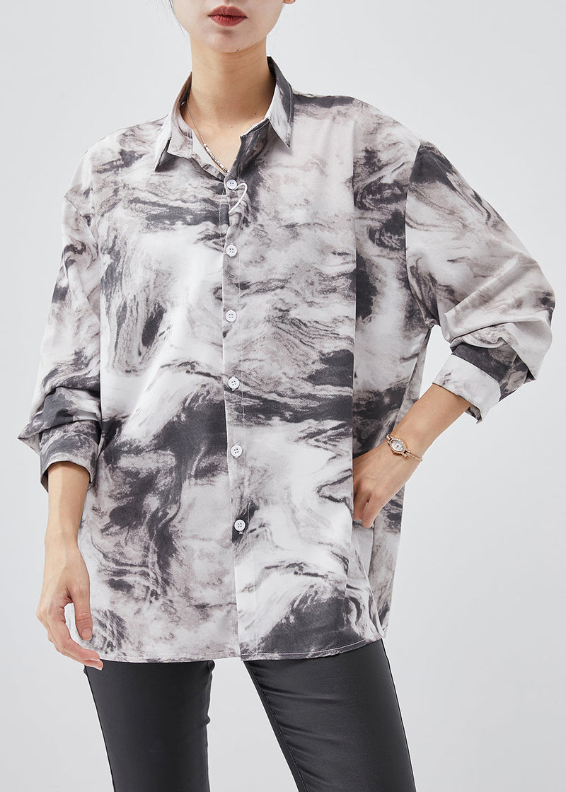 White Oversized Tie Dye Cotton Top Spring