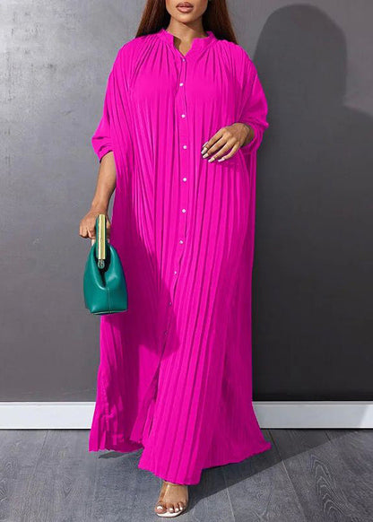 Rose Wrinkled Long Dresses Spring