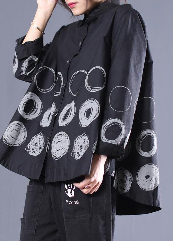 Diy Patchwork Shirts Black Dotted Blouses