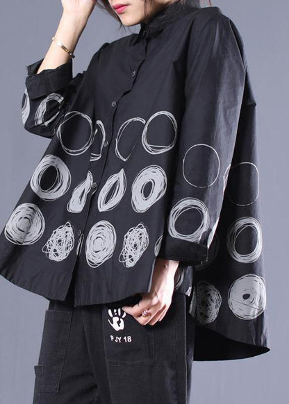 Diy Patchwork Shirts Black Dotted Blouses