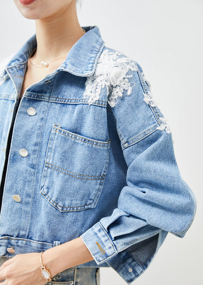 Blue Oversized Stereoscopic Denim Coat Fall