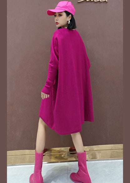 Rose V Neck Knit Dress Spring