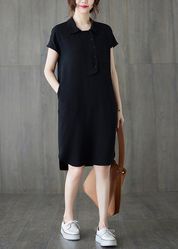 Comfy Black Low High Design Ankle Summer Cotton Dress