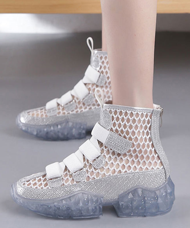 Diy Silk Tulle Splicing Cross Strap Boots