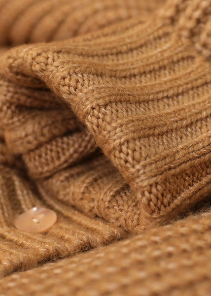 Italian Khaki Woolen Hooded Sweaters Coat Fall
