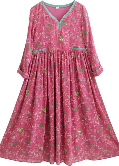 Style Patchwork Spring Quilting Dresses Red Print Dress