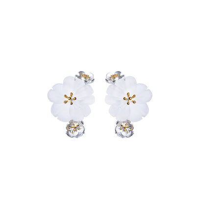 925 Sterling Silver Plum Blossom Spiritual Earrings for Protection