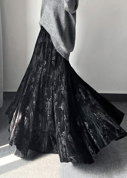 Jacquard Exra Large Hem Silk Velvet Skirt Spring