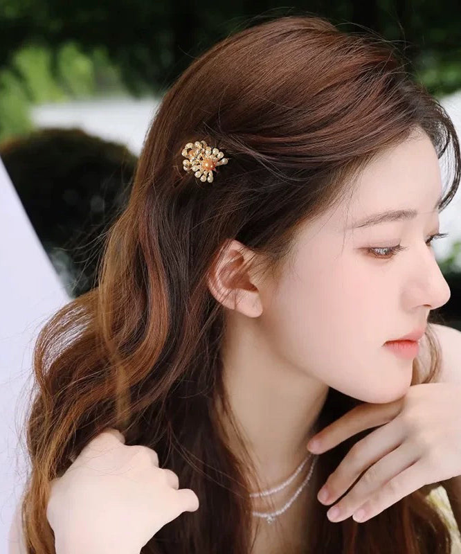 Gold Alloy Pearl Four Combinations Hairpin