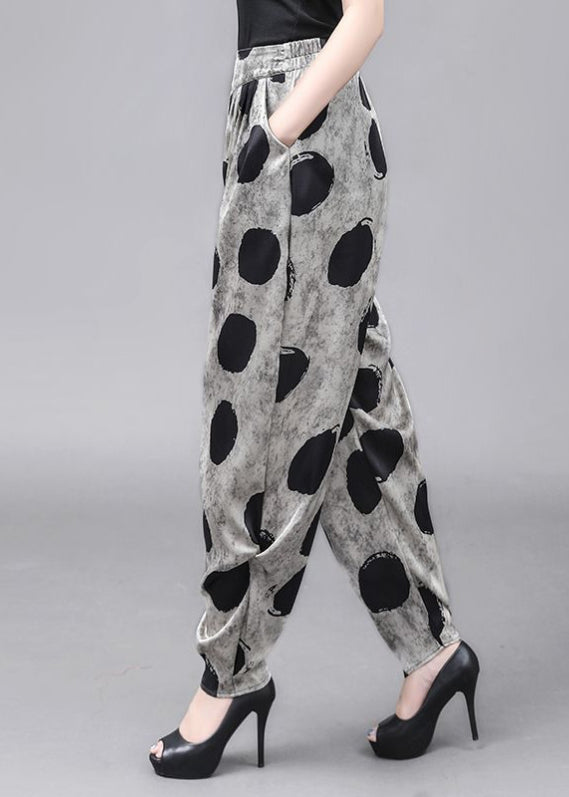 Style Loose Elastic Waist Dot High Waisted Lantern Pants