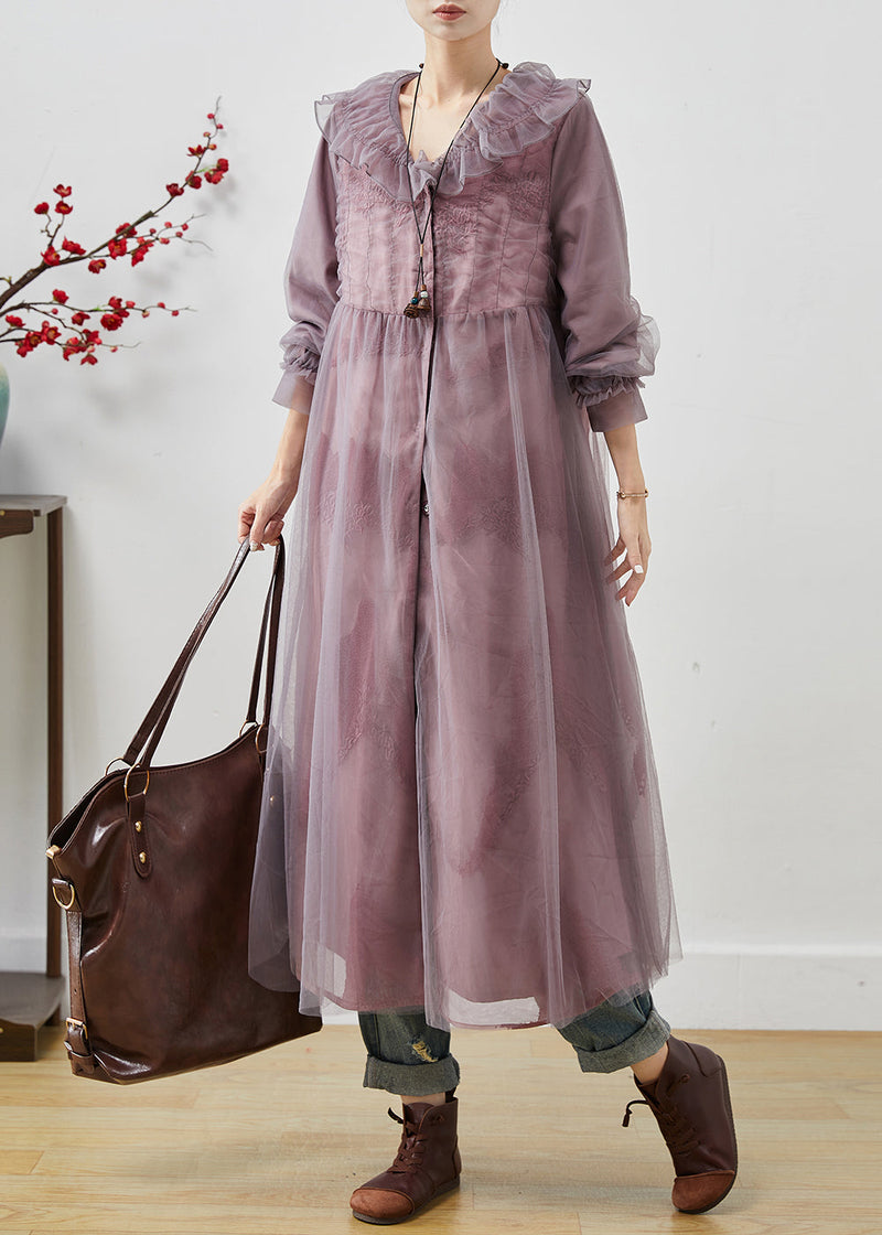 Purple Oversized Organza Maxi Dress Print Spring
