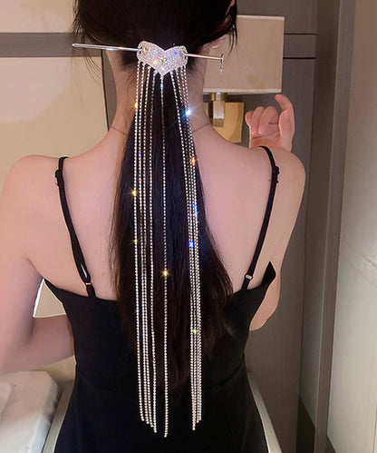 Silk Copper Zircon Love Tassel Hairpin