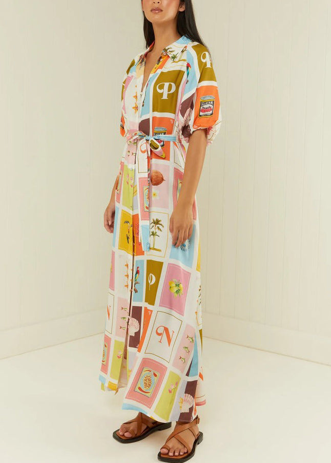 Tie Waist Button Long Shirts Dresses Summer
