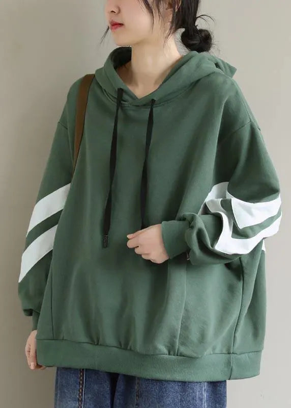Style Green Blouse Hooded Cinched Spring Shirt