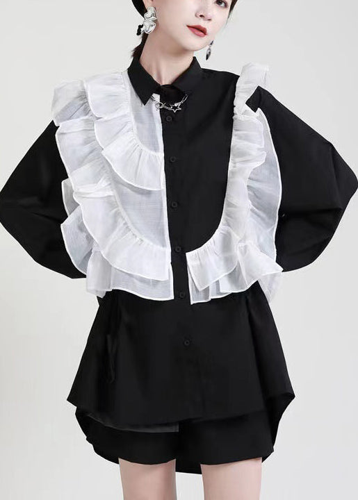 Royal Blue Ruffles Asymmetrical Shirt Dress-limited Stock