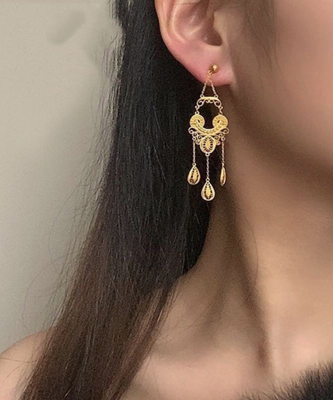 Gold Overgild Tassel Drop Earrings