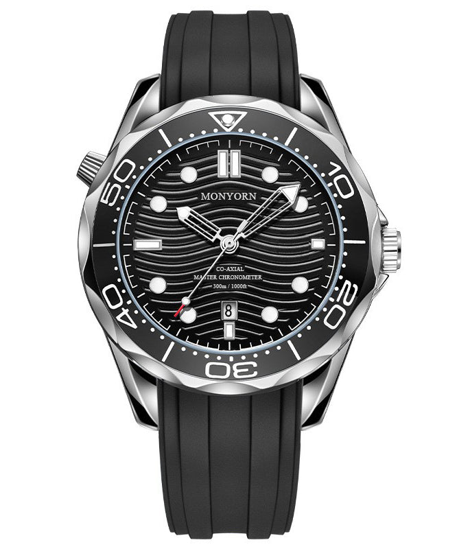 Stylish Black Metal Quartz Movement Silicone Watches