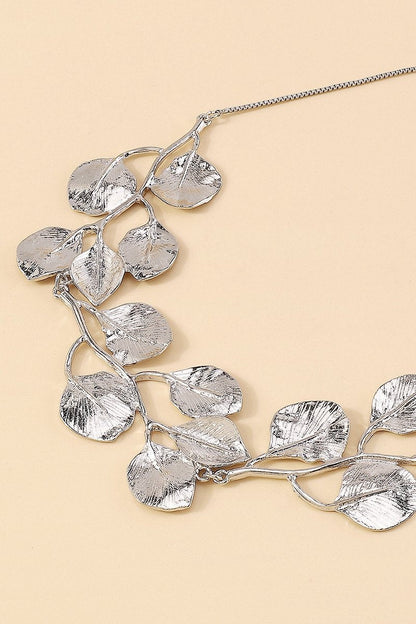 Textured Gingkgo Leaf Necklace