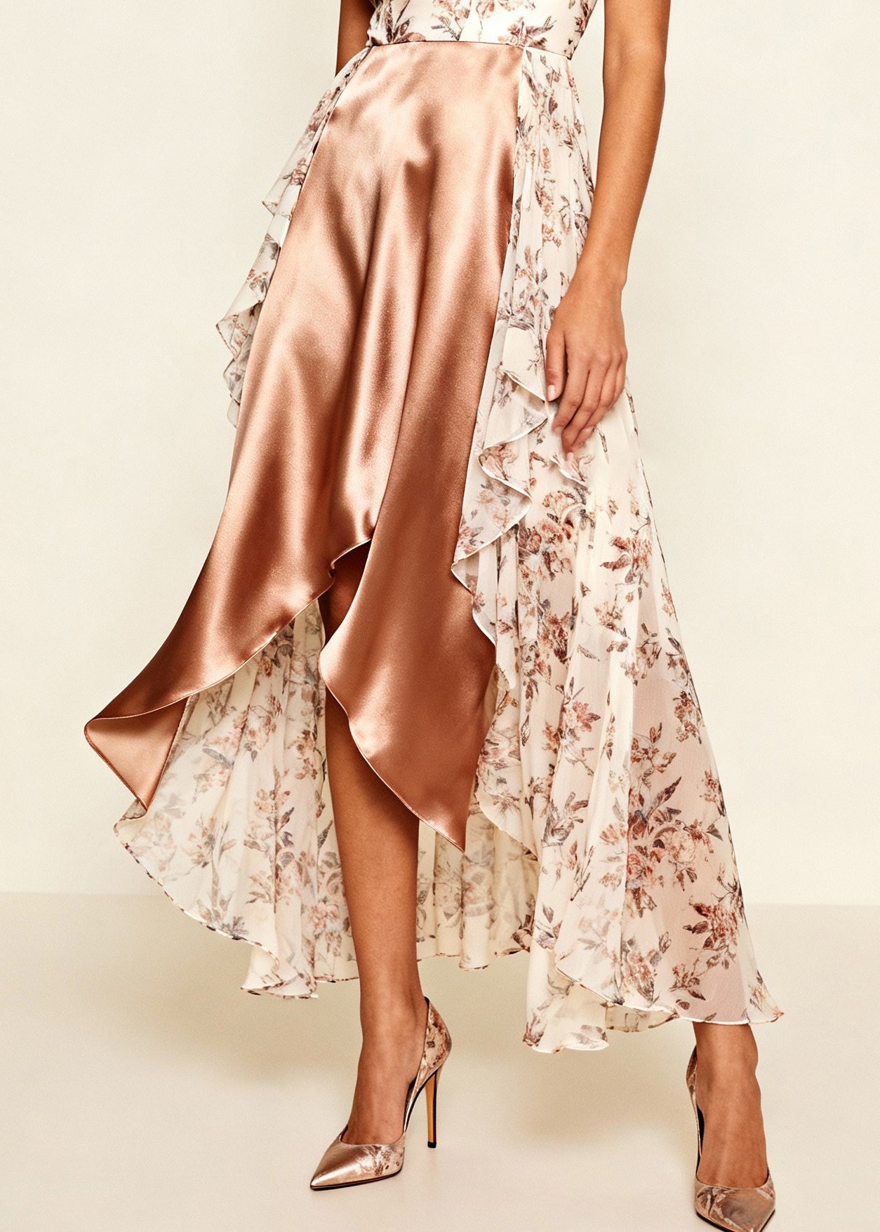 White Asymmetrical Patchwork Print Chiffon Holiday Beach Dress Summer