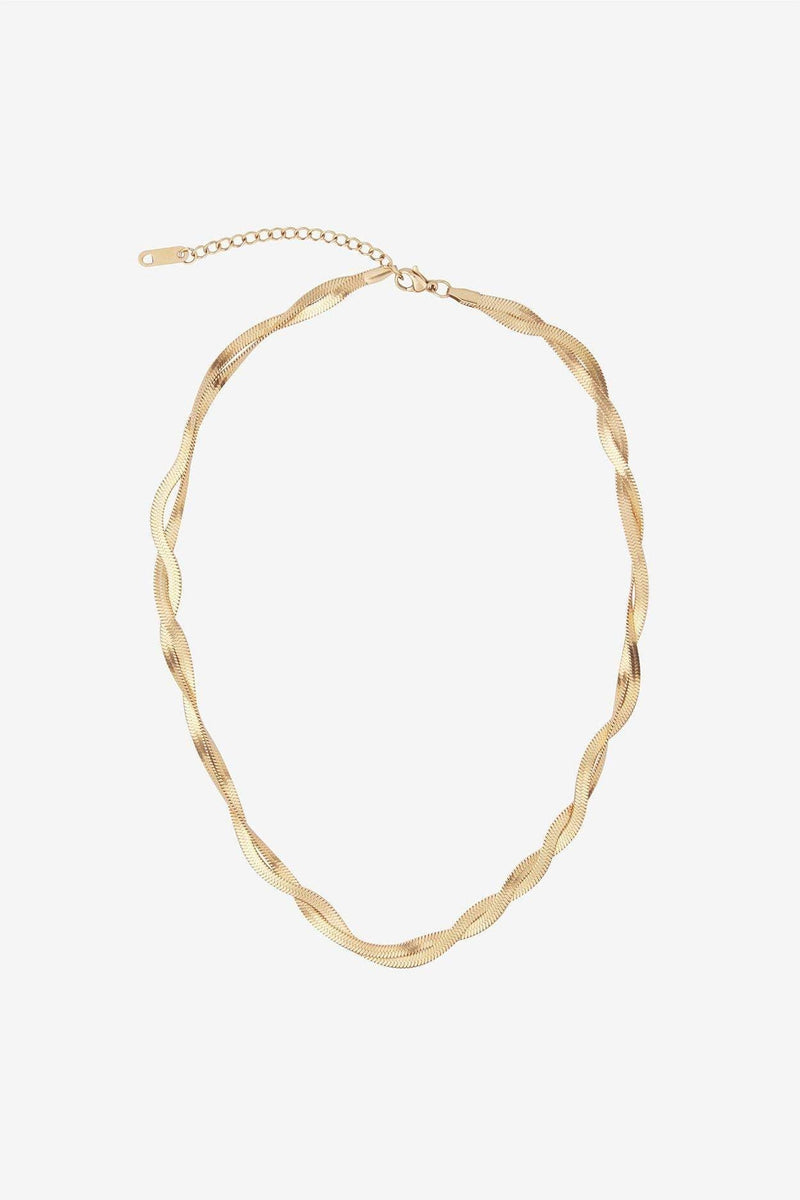 Gold Tone Two Strand Cross Necklace