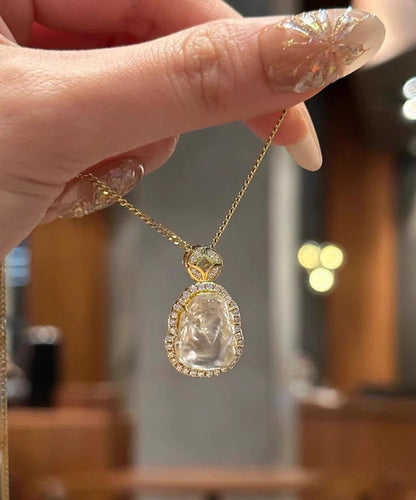 White Sterling Silver Overgild Zircon a Mythical Wild Animal Pendant Necklace