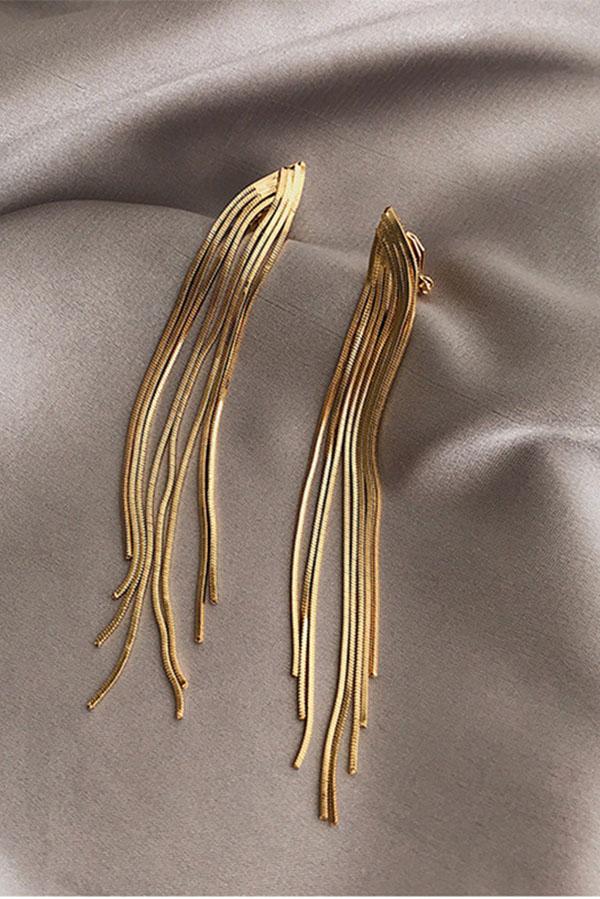Long Snake Chain Tassel Earrings