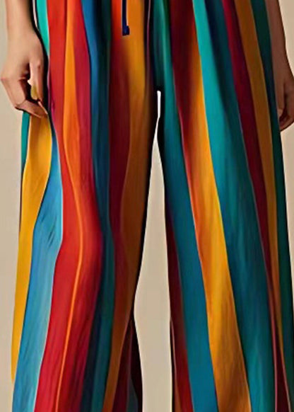 Colorblock Oversized Striped Linen Wide Leg Pants Summer