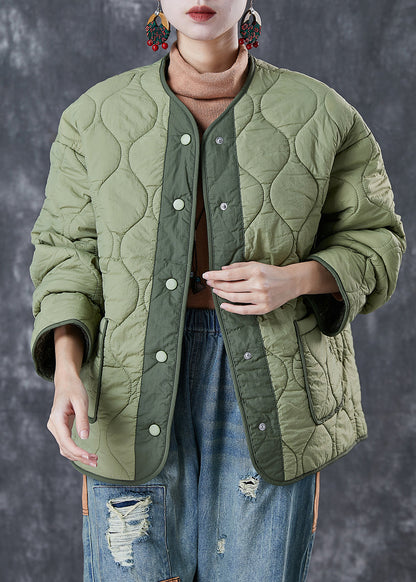 Light Green Thick Patchwork Warm Fleece Jacket Winter