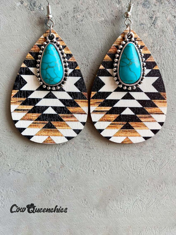 Western Earrings Turquoise Pendant