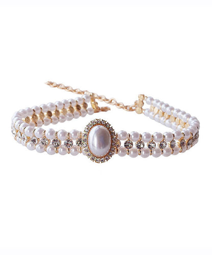 Diy Gold Alloy Inlaid Pearl Zircon Princess Necklace