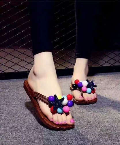 Beach Flip Flops Splicing Ball Decorated