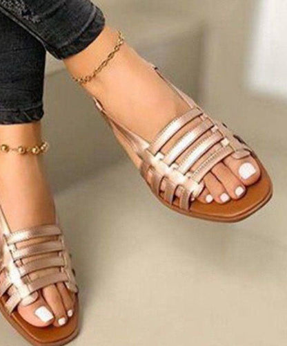 Gold Splicing Peep Toe Hollow Out Best Beach Sandals for Walking