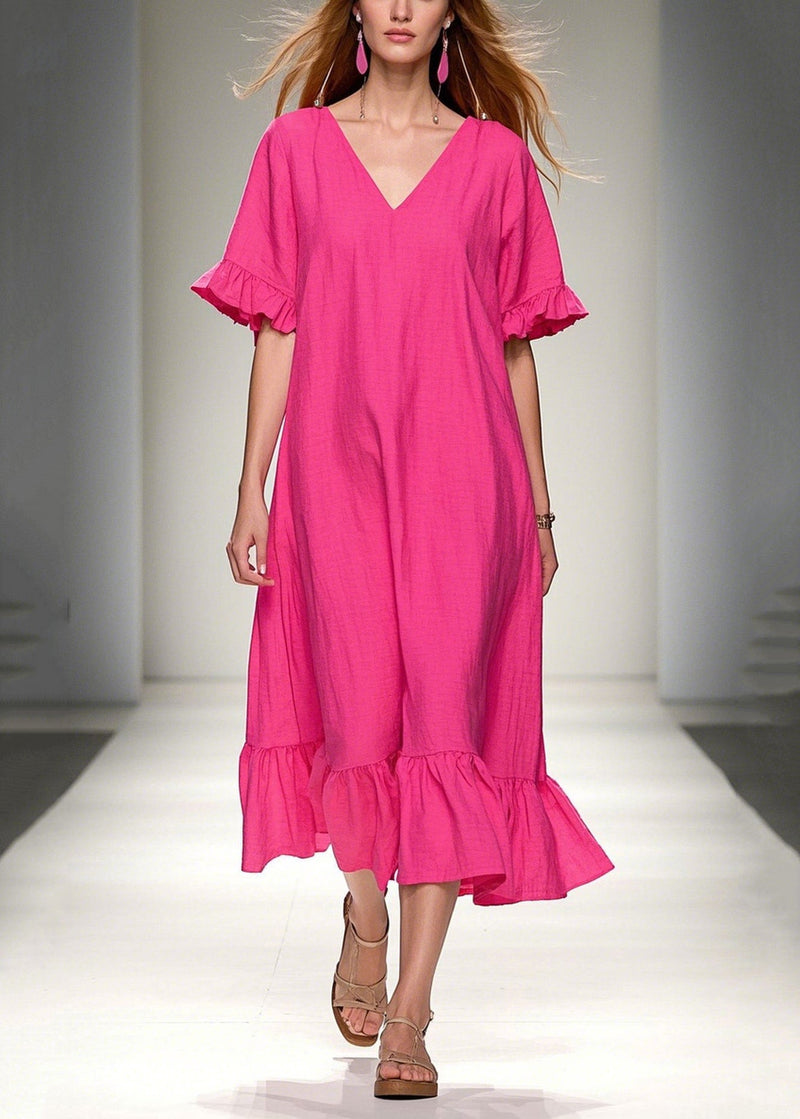 Rose Oversized Cotton Vacation Dresses Summer