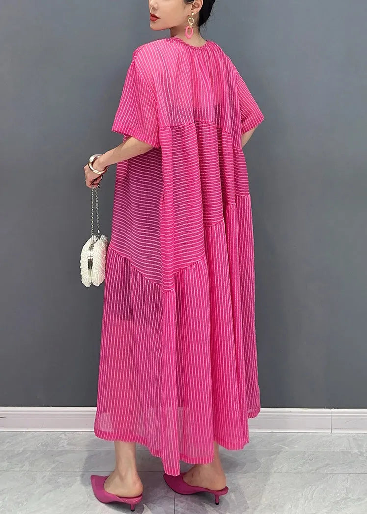 Rose Lace Up Pockets Cotton Long Dress Summer