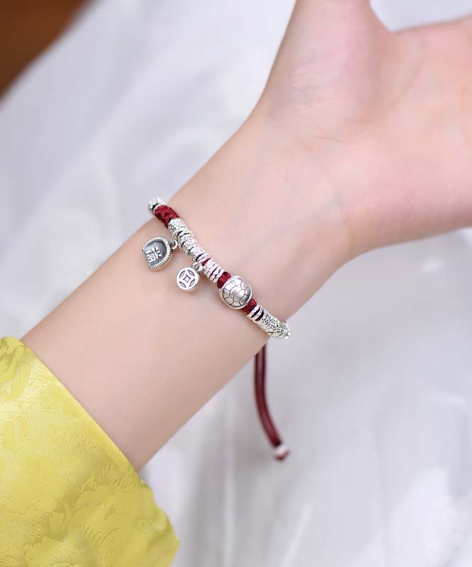 Red 999 Sterling Silver Zodiac Year Charm Bracelet