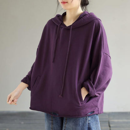 Hooded Hole Spring Top Silhouette Photography Purple Blouses