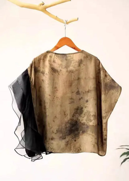 Yellow O-neck Embroidered Cotton Top Summer