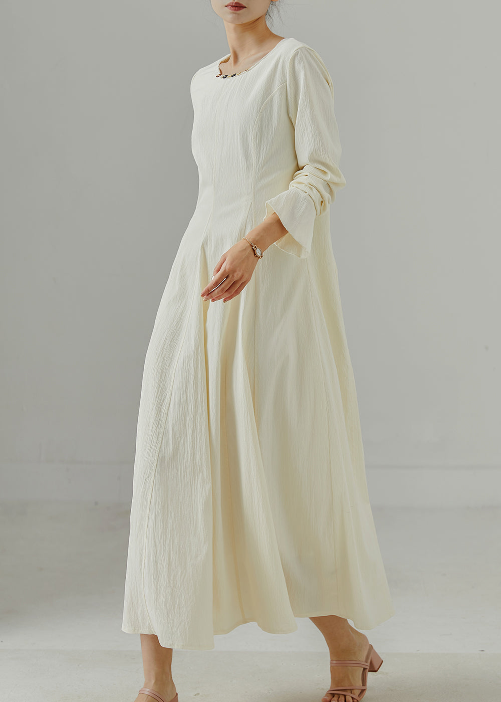 White Tie Waist Exra Large Hem Cotton Dresses Spring