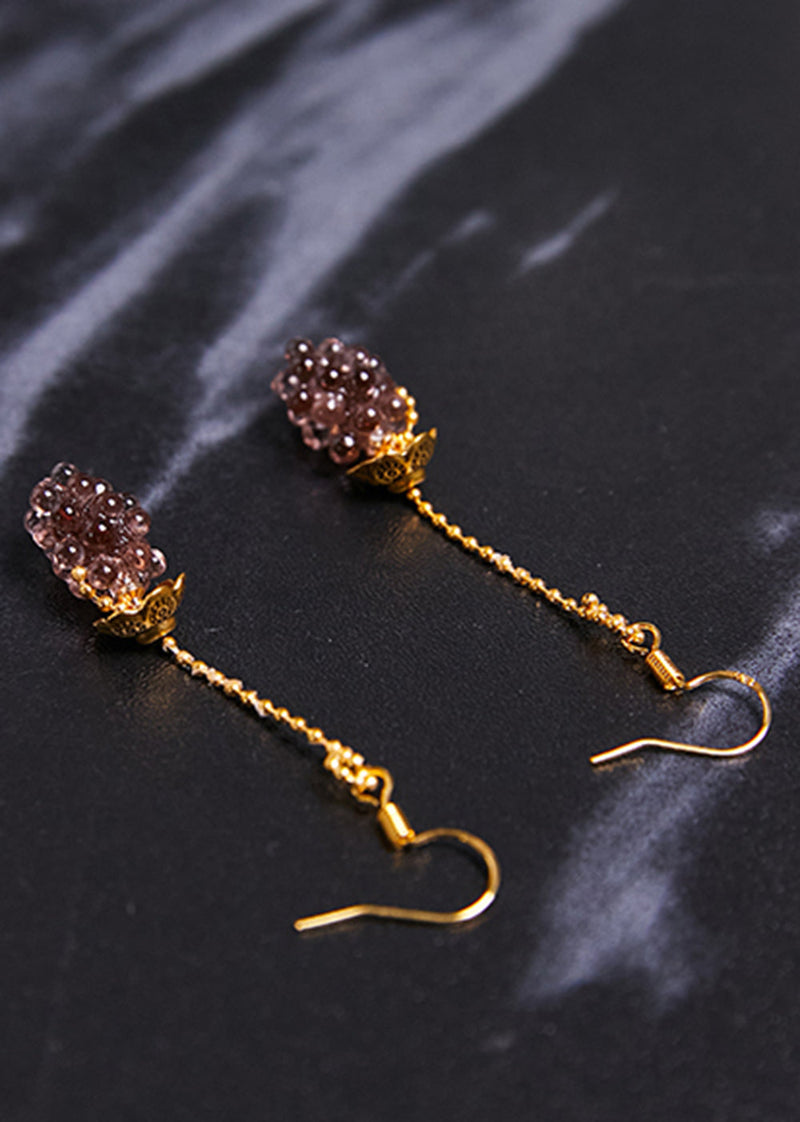 Simple Grapes Acrylic 14k Gold Long Drop Earrings