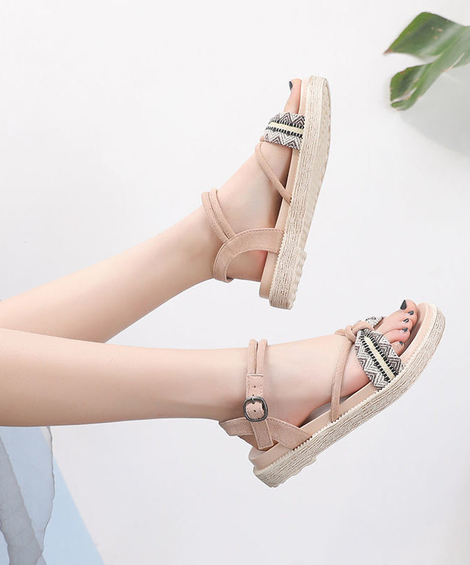 Black Sandals Linen Fabric Beach Sandals