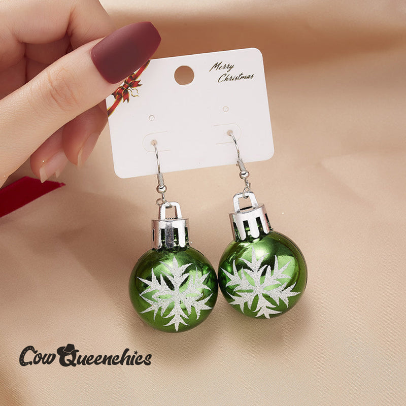 Christmas Sequin Snowflake Lantern Ball Earrings