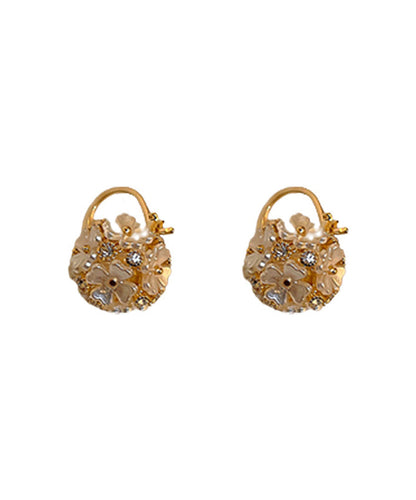 Fine Gold Alloy Acrylic Zircon Ball Stud Earrings