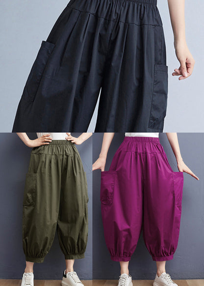 Loose Red Elastic Waist Lantern Pants Spring