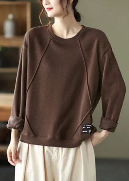 Purple O-neck Patchwork Knit Fall Pullover Street Wear